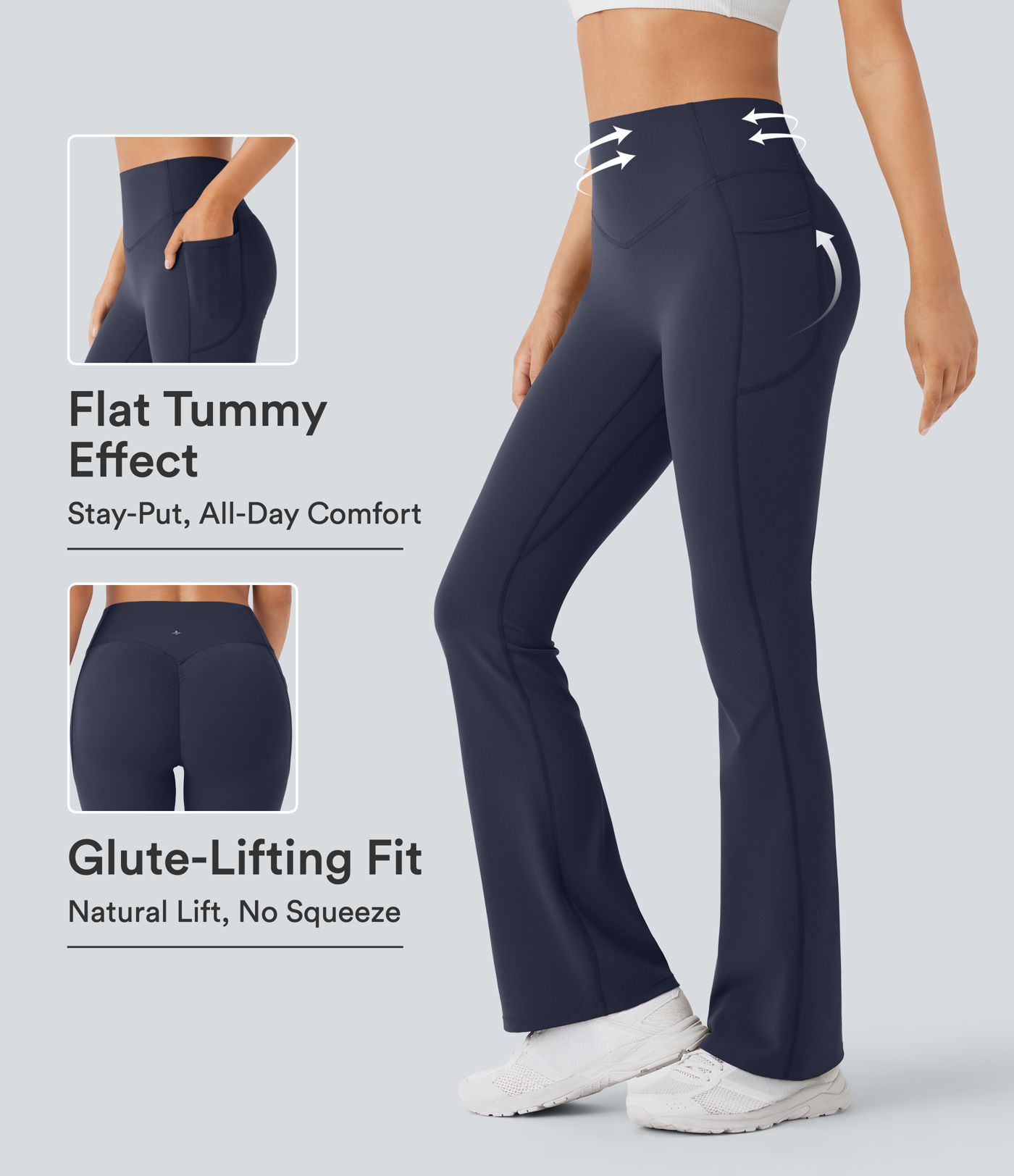 Halara UltraSculpt™ High Waisted Scrunch Butt Lifting Tummy Control Pocket Shaping Yoga Bootcut Leggings Halara UltraSculpt™ High Waisted Scrunch Butt Lifting Tummy Control Pocket Shaping Yoga Bootcut Leggings