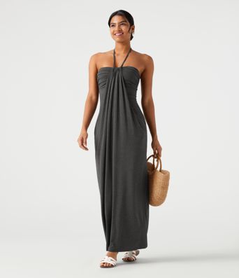 Maxikleid mit Neckholder und Seitentaschen Maxikleid mit Neckholder und Seitentaschen