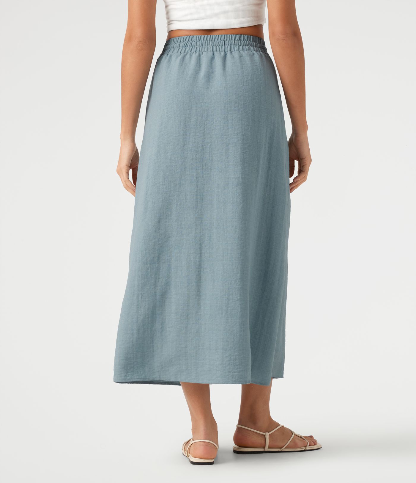 High Waisted Drawstring Maxi Linen-Feel Casual Skirt High Waisted Drawstring Maxi Linen-Feel Casual Skirt