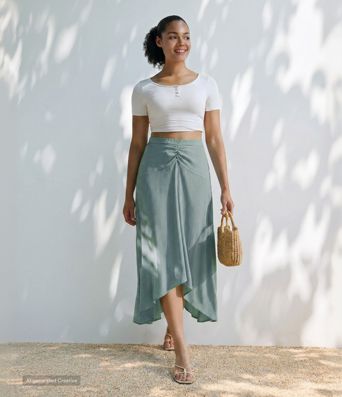 High Waisted High Low Maxi Casual Linen-Feel Skirt High Waisted High Low Maxi Casual Linen-Feel Skirt