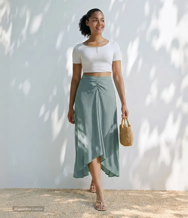 High Waisted High Low Maxi Casual Linen-Feel Skirt
