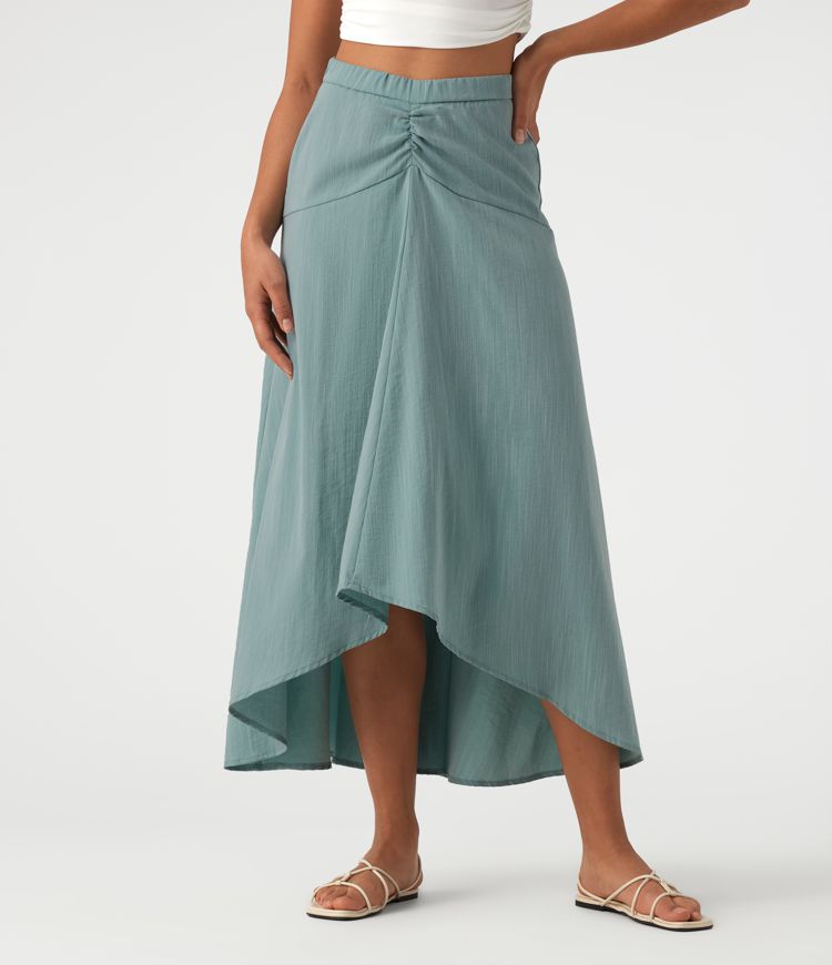 High Waisted High Low Maxi Casual Linen-Feel Skirt High Waisted High Low Maxi Casual Linen-Feel Skirt