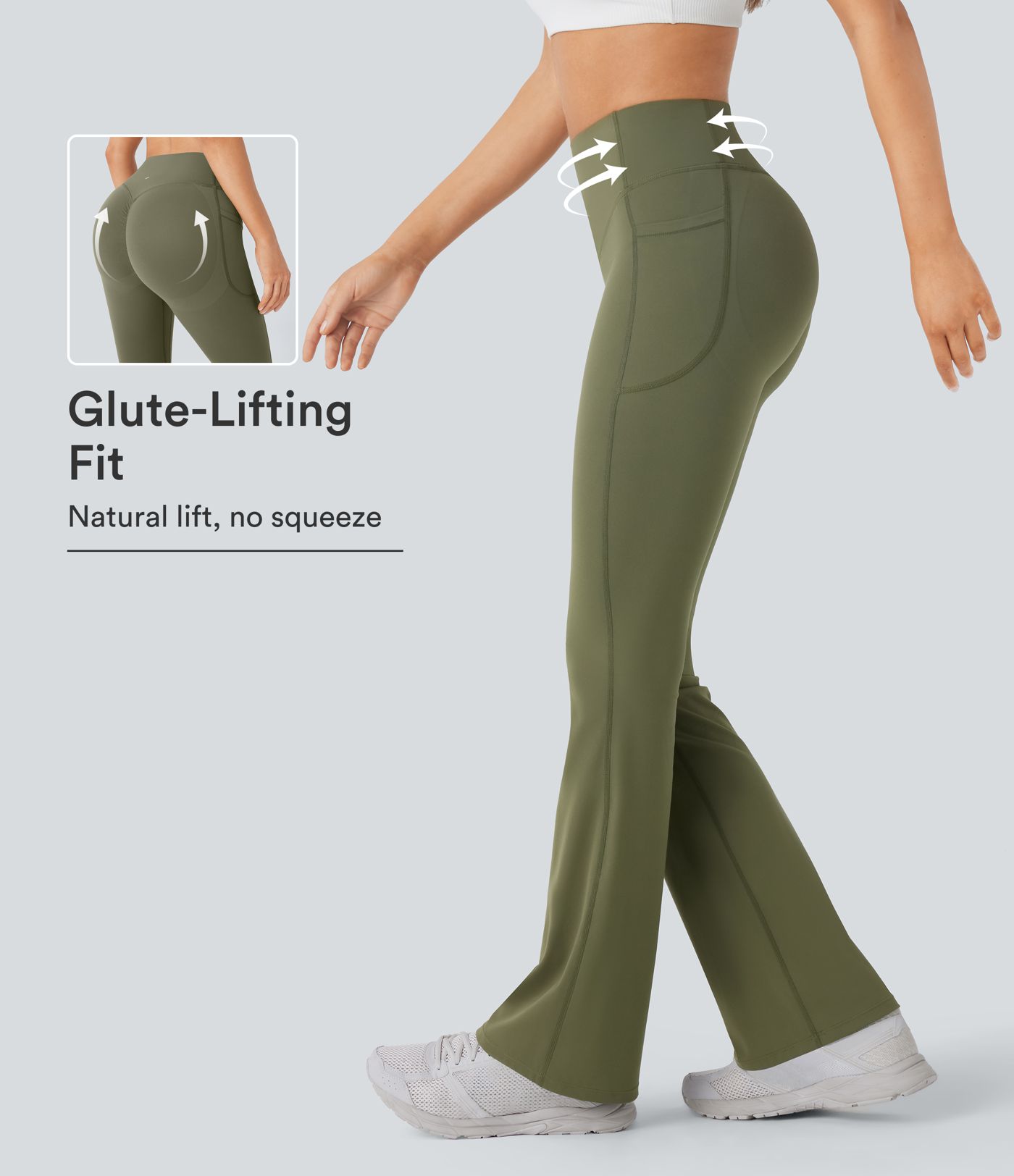 Halara UltraSculpt™ High Waisted Scrunch Butt Lifting Tummy Control Pocket Shaping Yoga Bootcut Leggings