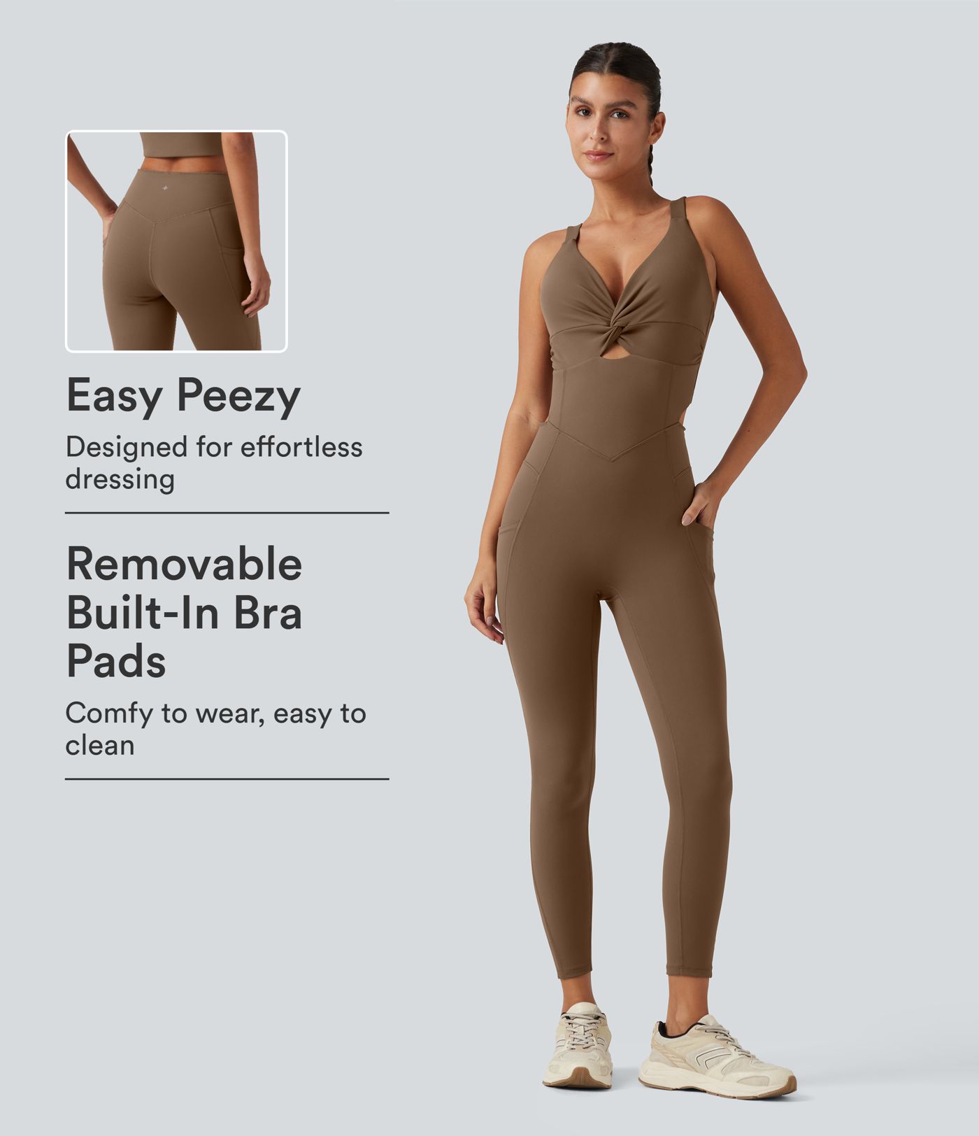 DayStretch V Neck Built-in Bra Workout Jumpsuit with Pockets-Easy Peezy Edition DayStretch V Neck Built-in Bra Workout Jumpsuit with Pockets-Easy Peezy Edition