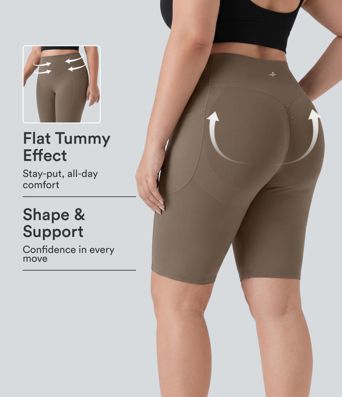 Halara UltraSculpt™ - Formende Biker-Shorts mit hohem Bund, Seitentaschen, Bauchkontrolle, und Booty-Scrunch - 22,9 cm