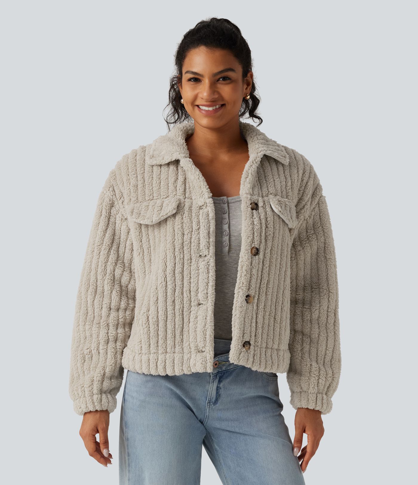 Long Sleeve Casual Sherpa Jacket Long Sleeve Casual Sherpa Jacket