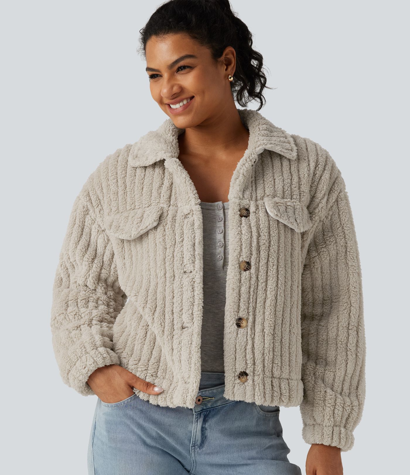 Long Sleeve Casual Sherpa Jacket Long Sleeve Casual Sherpa Jacket