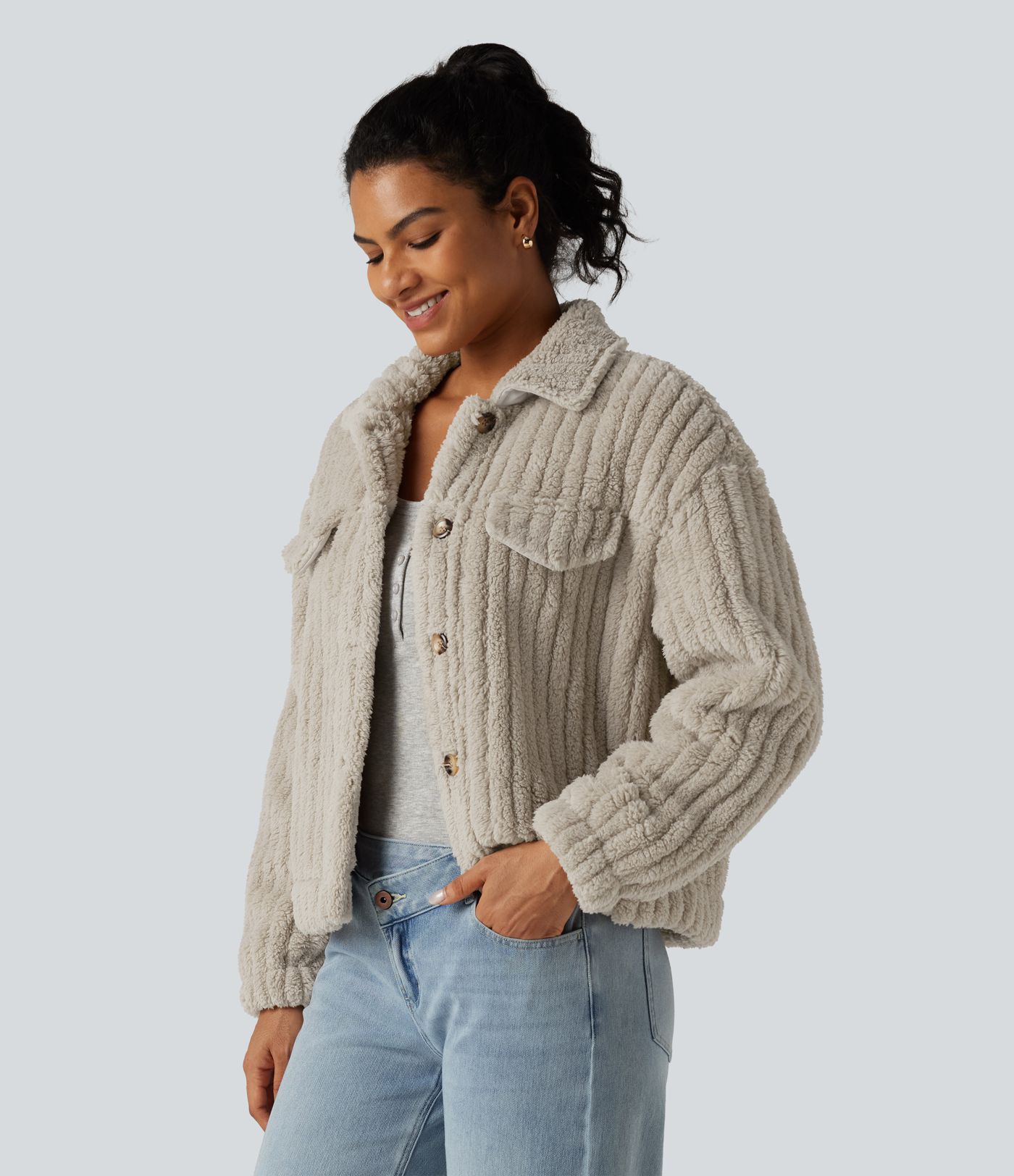 Long Sleeve Casual Sherpa Jacket Long Sleeve Casual Sherpa Jacket