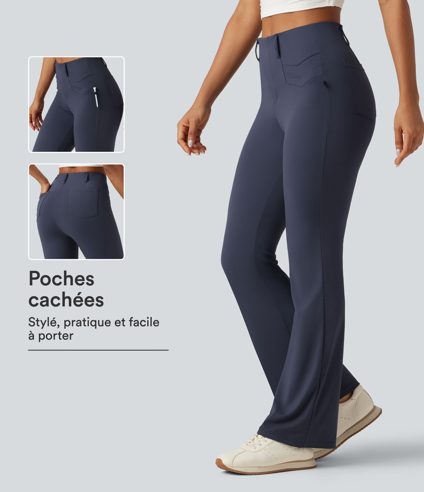 Pantalon de golf flare effet frais InstantCool taille haute à séchage rapide avec poches et protection solaire UPF50+ Pantalon de golf flare effet frais InstantCool taille haute à séchage rapide avec poches et protection solaire UPF50+
