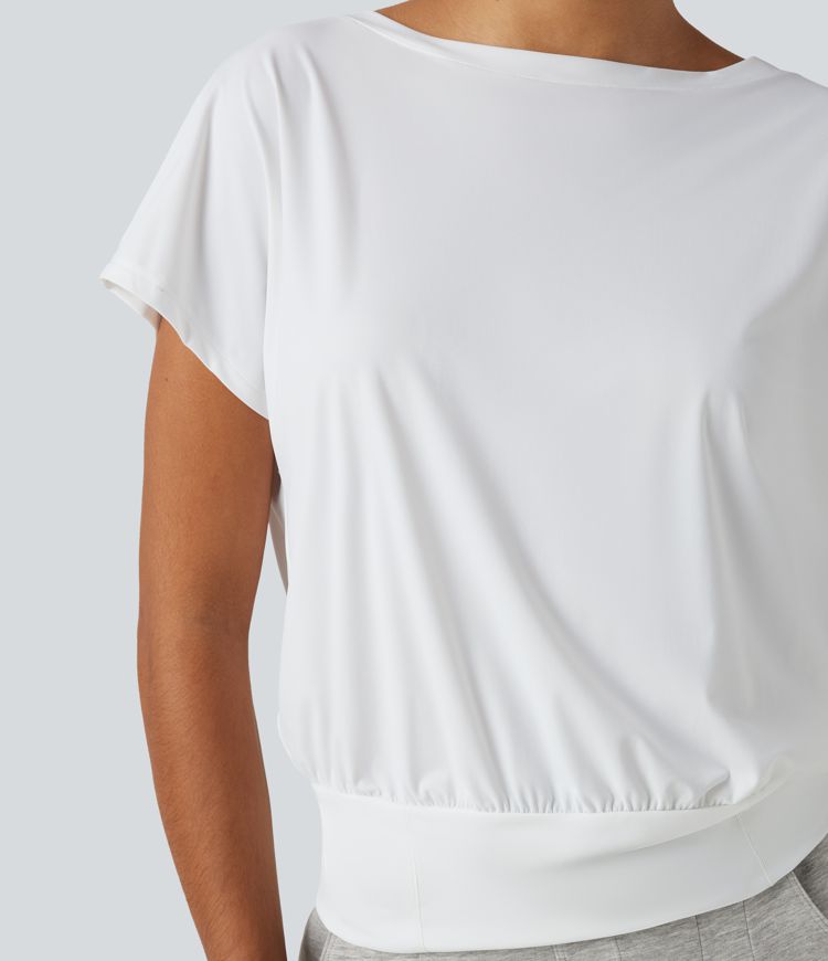 Round Neck Short Sleeve InstantCool Quick Dry Yoga Sports Top Round Neck Short Sleeve InstantCool Quick Dry Yoga Sports Top