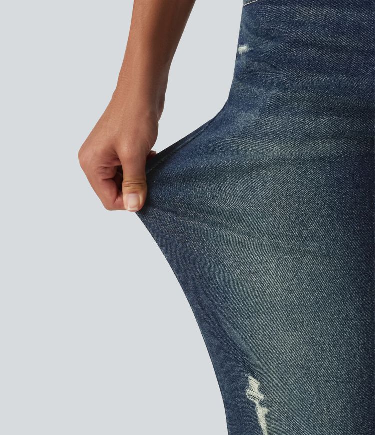 Low Rise Bootcut Casual Cotton Jeans with Pockets