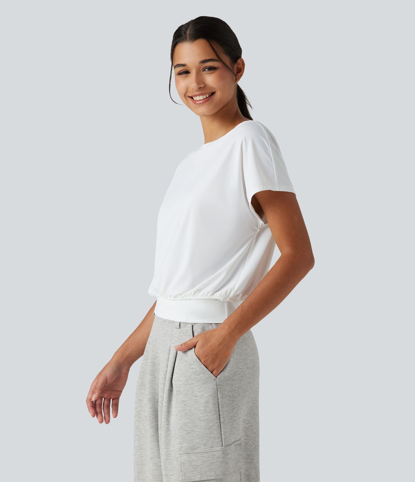 Round Neck Short Sleeve InstantCool Quick Dry Yoga Sports Top Round Neck Short Sleeve InstantCool Quick Dry Yoga Sports Top