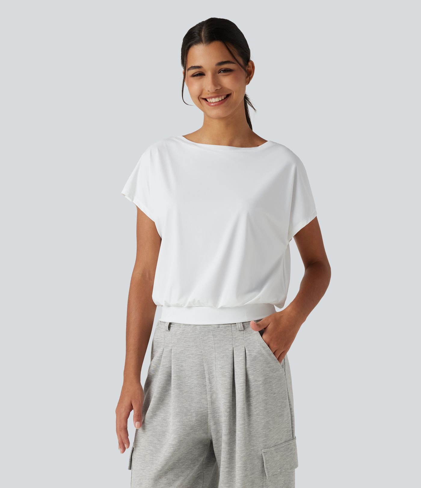 Round Neck Short Sleeve InstantCool Quick Dry Yoga Sports Top Round Neck Short Sleeve InstantCool Quick Dry Yoga Sports Top