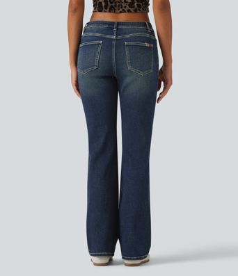 Low Rise Bootcut Casual Cotton Jeans with Pockets