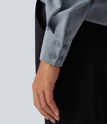 Blouse de bureau défroissage facile, col V et manches longues