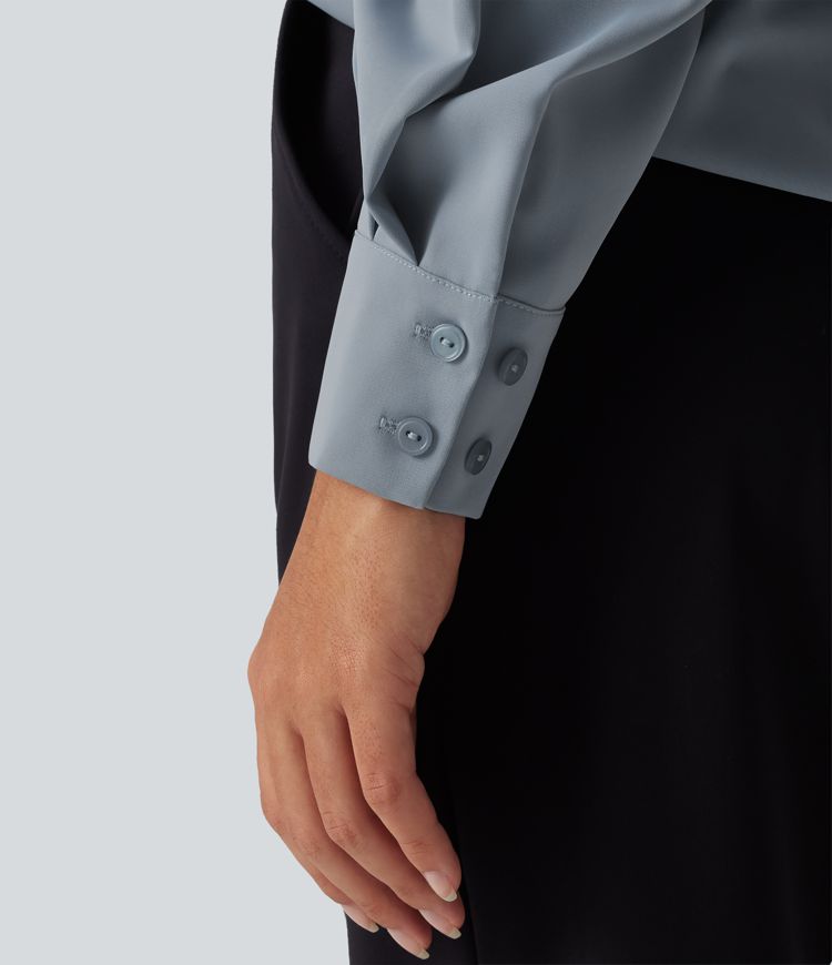 Blouse de bureau défroissage facile, col V et manches longues