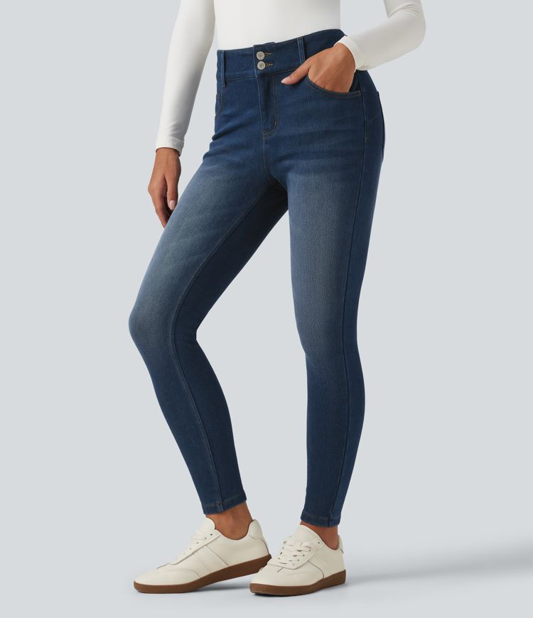Halara Flex™ - Lässige Jeans aus Fleece-Denim mit mittelhohem Bund und mehreren Taschen - skinny fit