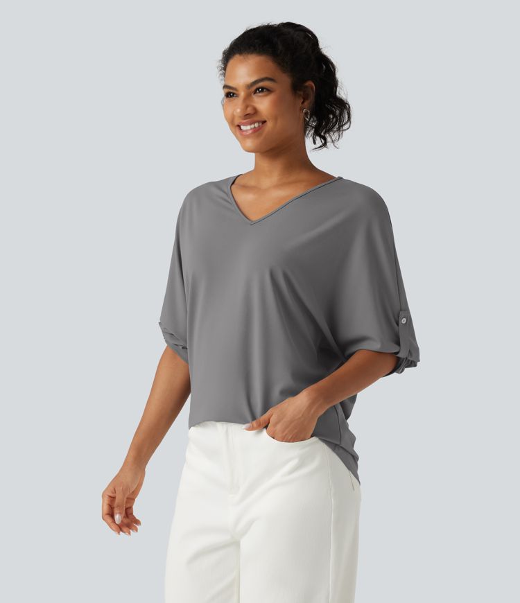 V Neck Long Sleeve Work Blouse V Neck Long Sleeve Work Blouse