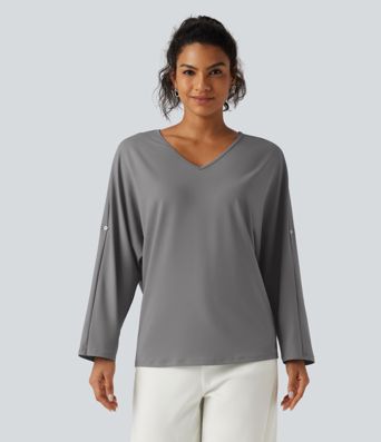 V Neck Long Sleeve Work Blouse V Neck Long Sleeve Work Blouse
