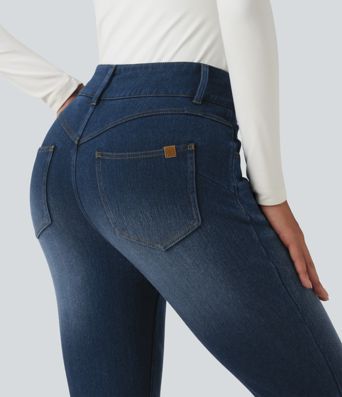 Halara Flex™ - Lässige Jeans aus Fleece-Denim mit mittelhohem Bund und mehreren Taschen - skinny fit