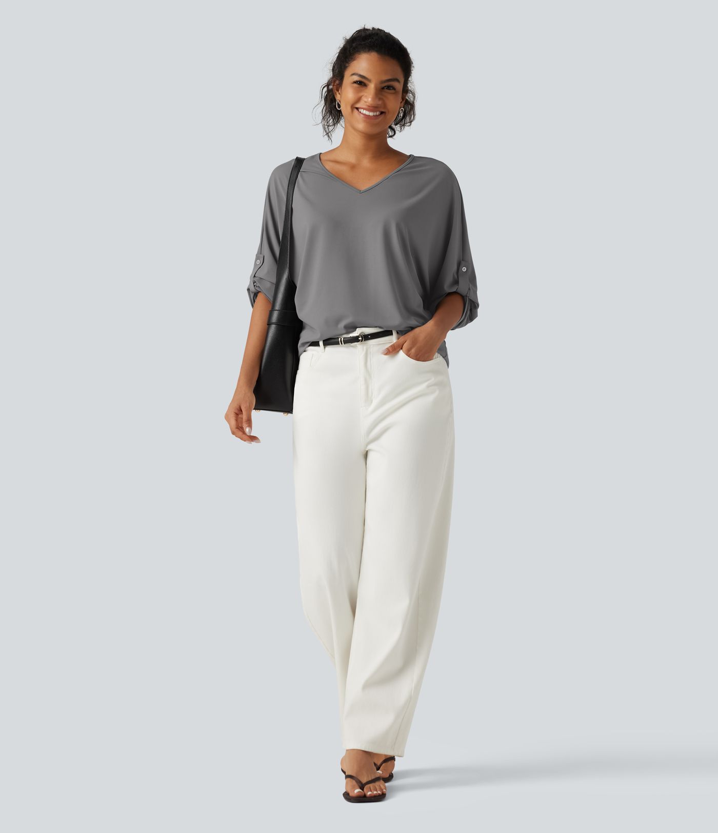 V Neck Long Sleeve Work Blouse V Neck Long Sleeve Work Blouse