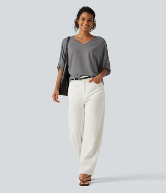 V Neck Long Sleeve Work Blouse V Neck Long Sleeve Work Blouse