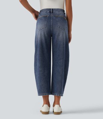 Halara Flex™ Mid Rise Barrel Leg Casual Jeans with Pockets