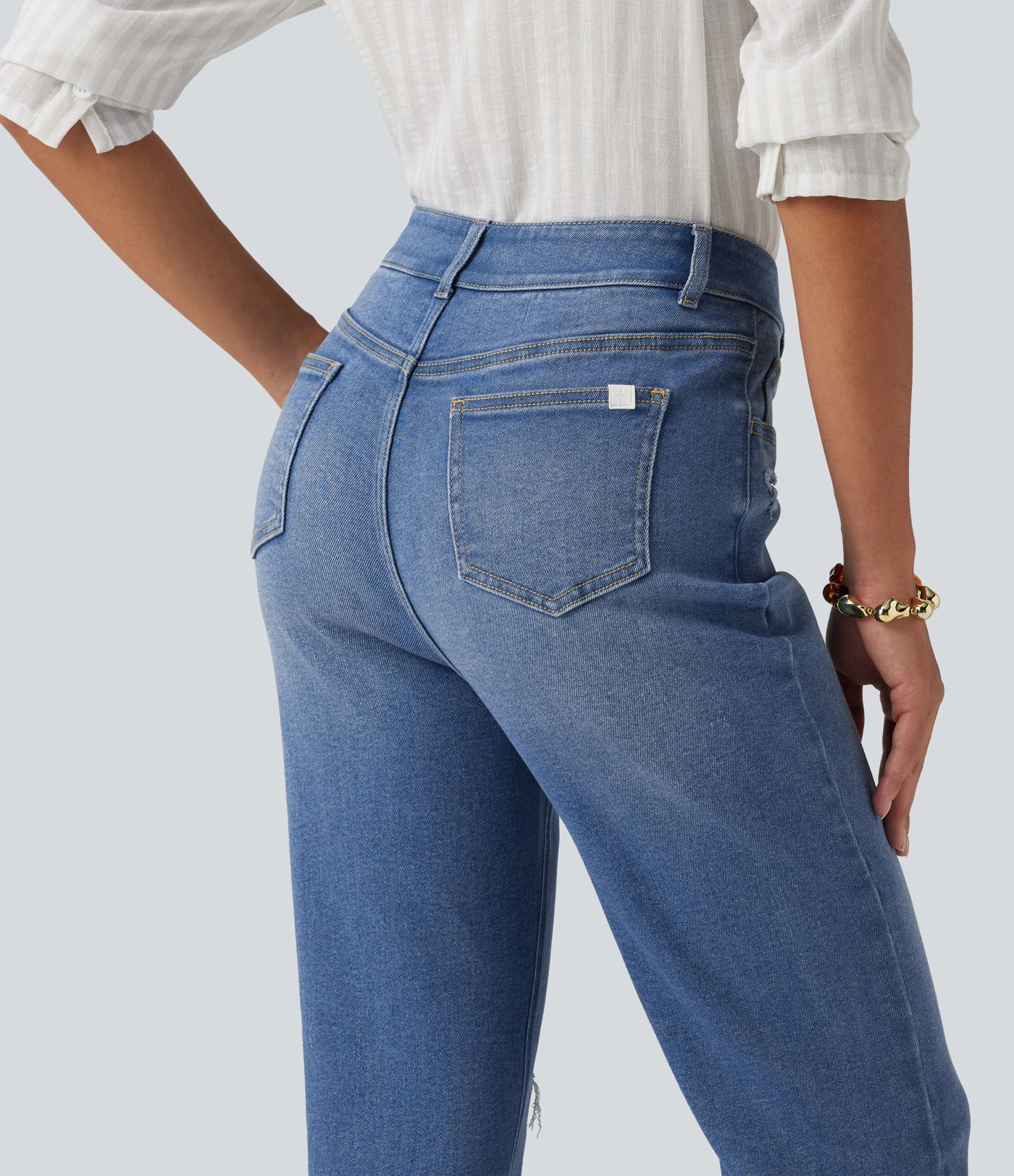 High Waisted Casual Jeans with Pockets High Waisted Casual Jeans with Pockets