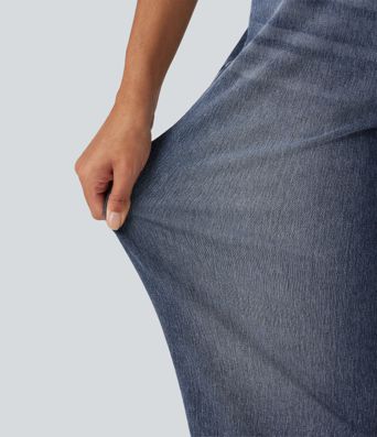 Halara Flex™ Mid Rise Barrel Leg Casual Jeans with Pockets