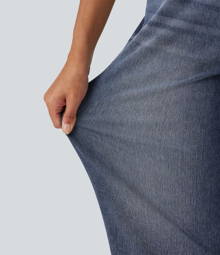 Halara Flex™ Mid Rise Barrel Leg Casual Jeans with Pockets