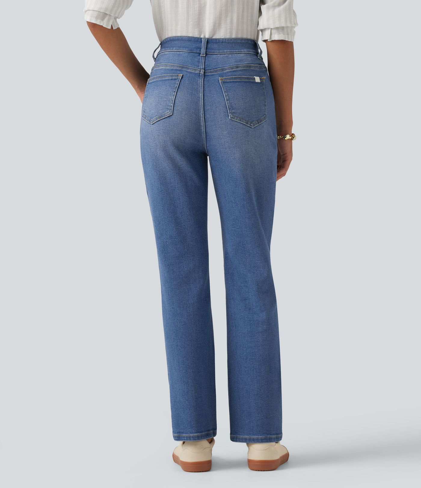 High Waisted Casual Jeans with Pockets High Waisted Casual Jeans with Pockets