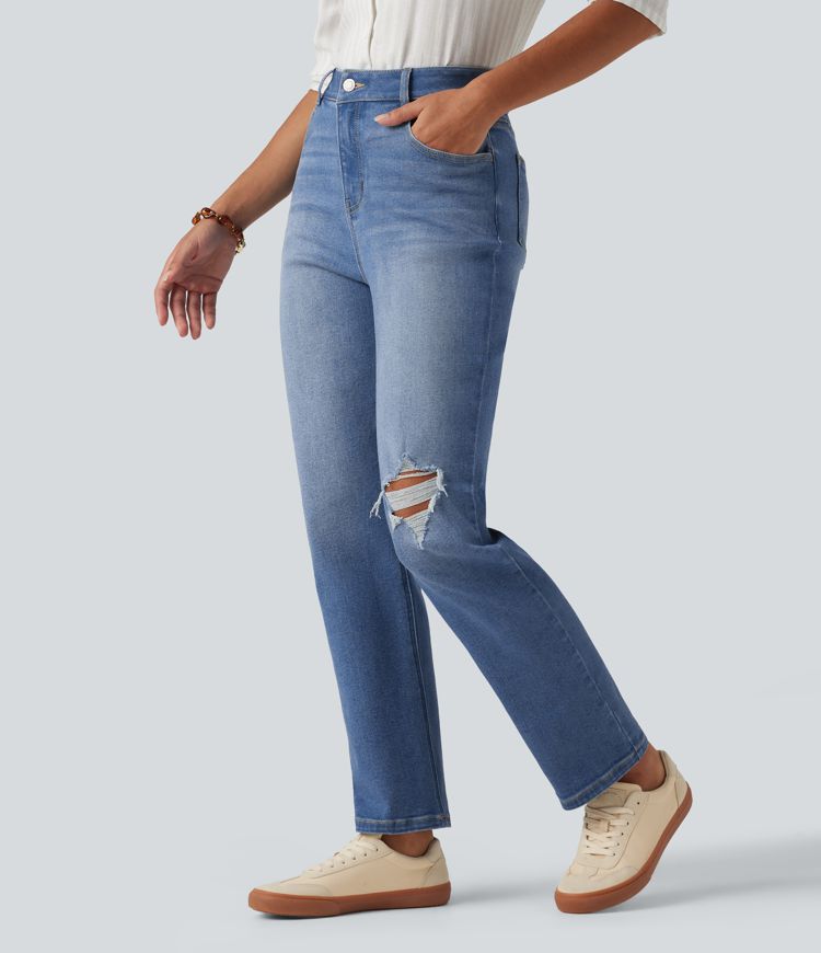 High Waisted Casual Jeans with Pockets High Waisted Casual Jeans with Pockets