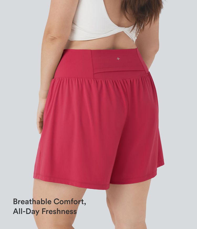 SoftlyZero™ Airy Super High Waisted 2-in-1 InstantCool Yoga Plus Size Shorts 7" with Pockets SoftlyZero™ Airy Super High Waisted 2-in-1 InstantCool Yoga Plus Size Shorts 7" with Pockets
