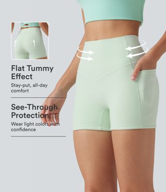 Halara UltraSculpt™ High Waisted Tummy Control Shaping Training Biker Shorts 3'' with Pockets Halara UltraSculpt™ High Waisted Tummy Control Shaping Training Biker Shorts 3'' with Pockets