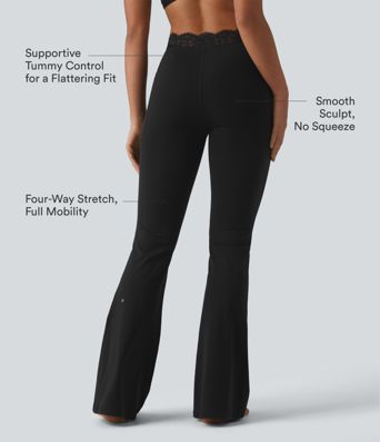 Halara UltraSculpt™ V-formede, højtaljede yoga-flare-leggings med kontrastblonder og lommer Halara UltraSculpt™ V-formede, højtaljede yoga-flare-leggings med kontrastblonder og lommer