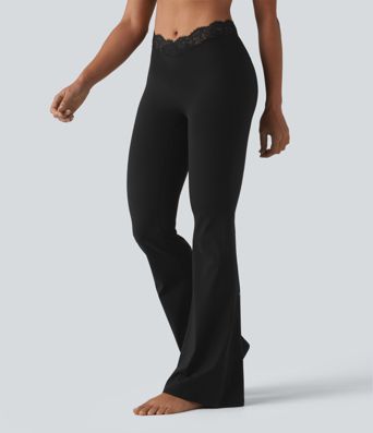 Halara UltraSculpt™ V-formede, højtaljede yoga-flare-leggings med kontrastblonder og lommer Halara UltraSculpt™ V-formede, højtaljede yoga-flare-leggings med kontrastblonder og lommer