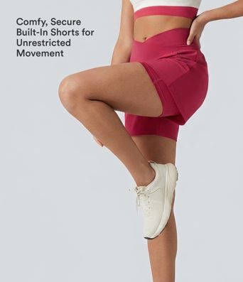 SoftlyZero™ Airy Crossover High Waisted 2-in-1 InstantCool Yoga Shorts 5'' with Pockets SoftlyZero™ Airy Crossover High Waisted 2-in-1 InstantCool Yoga Shorts 5'' with Pockets