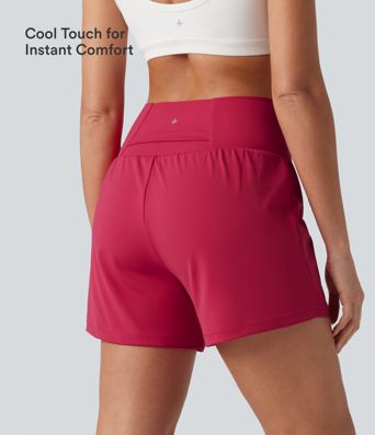 SoftlyZero™ Airy Crossover High Waisted 2-in-1 InstantCool Yoga Shorts 5'' with Pockets SoftlyZero™ Airy Crossover High Waisted 2-in-1 InstantCool Yoga Shorts 5'' with Pockets