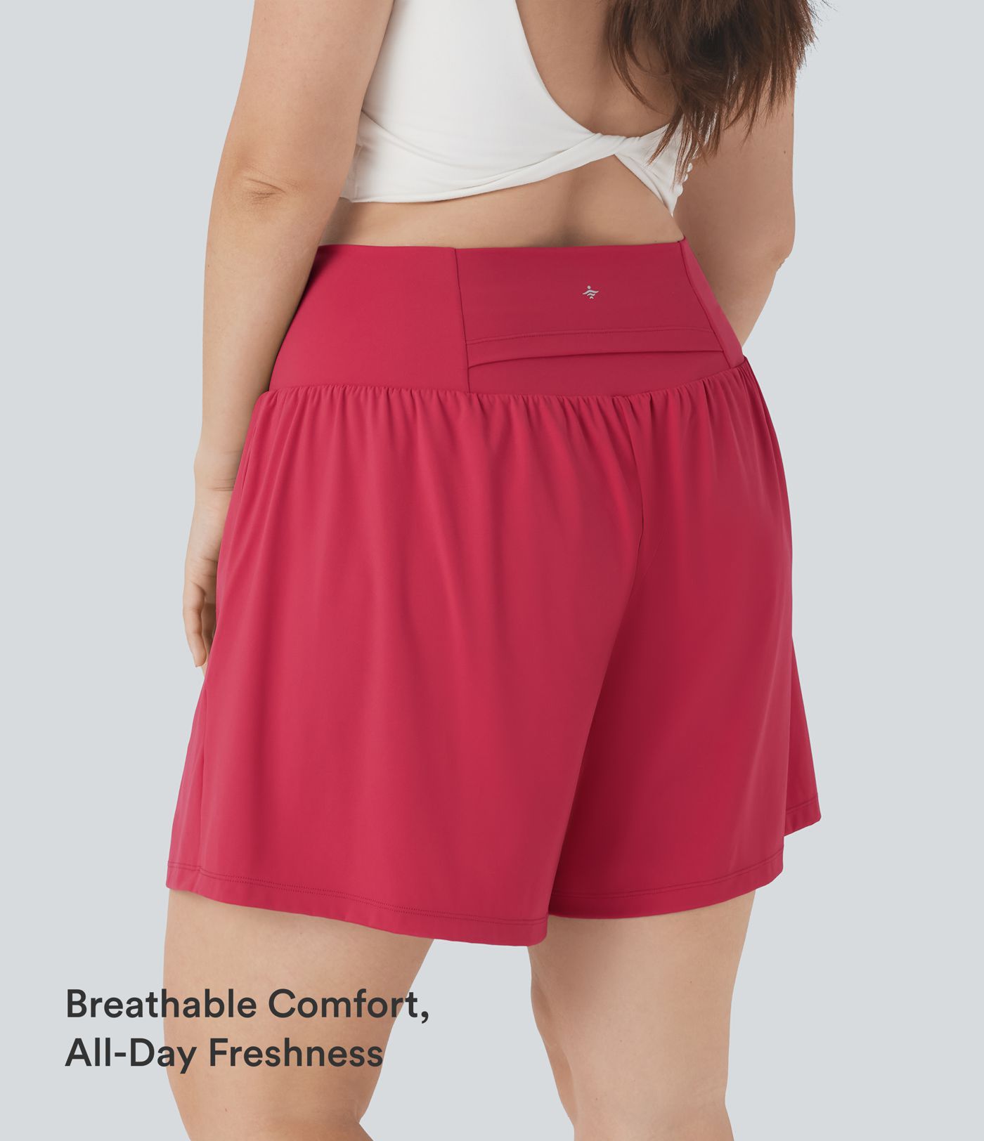 SoftlyZero™ Airy Super High Waisted 2-in-1 InstantCool Yoga Plus Size Shorts 7" with Pockets