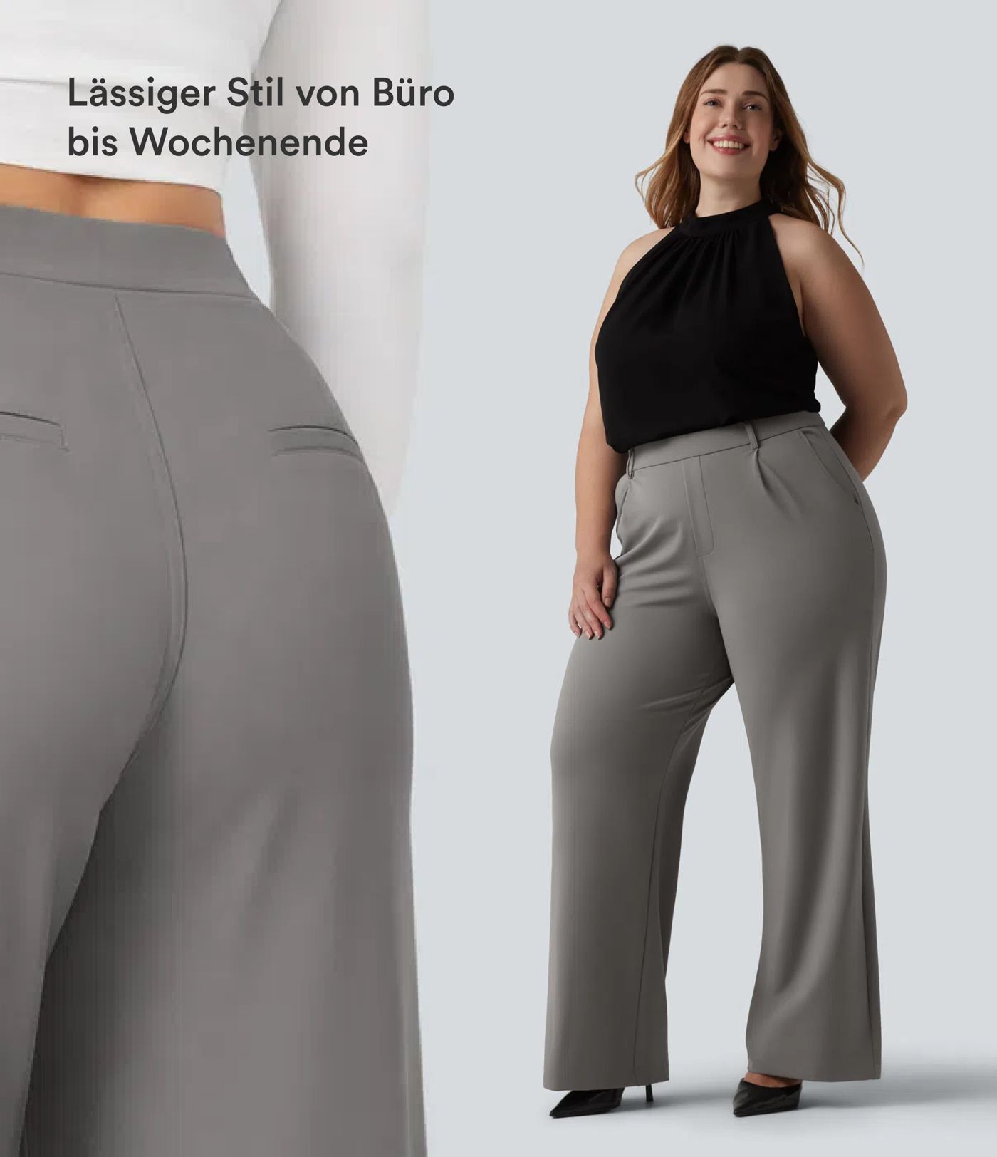 Halara Flex™ DayStretch - Arbeits-Hose mit hohem Bund, Seitentaschen und geradem Bein - Plus Size Halara Flex™ DayStretch - Arbeits-Hose mit hohem Bund, Seitentaschen und geradem Bein - Plus Size