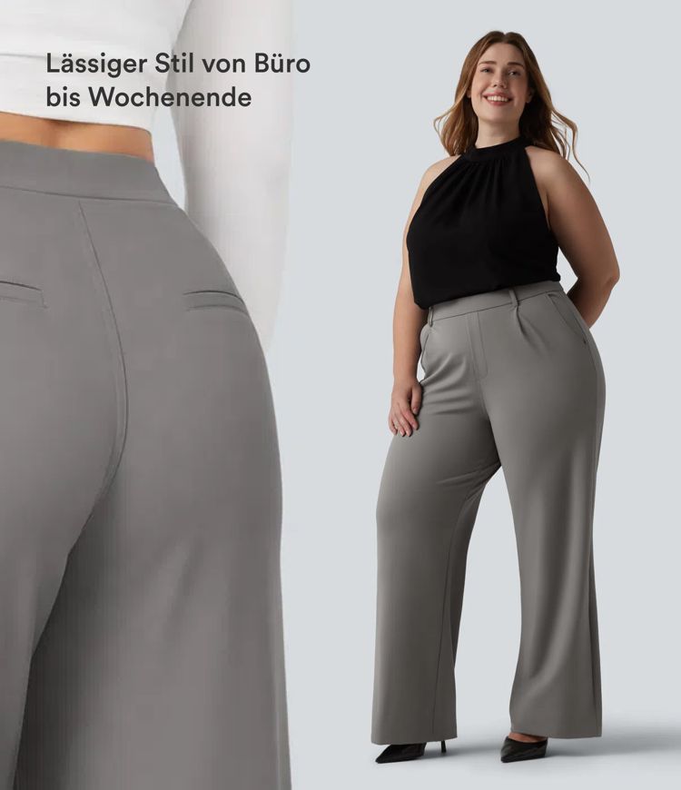 Halara Flex™ DayStretch - Arbeits-Hose mit hohem Bund, Seitentaschen und geradem Bein - Plus Size Halara Flex™ DayStretch - Arbeits-Hose mit hohem Bund, Seitentaschen und geradem Bein - Plus Size