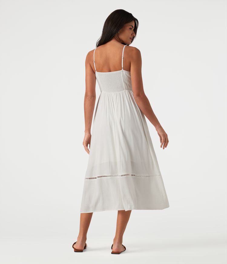 Midikleid in Leinenoptik mit Seitentaschen, Cut-Out-Design und Bindeband vorne Midikleid in Leinenoptik mit Seitentaschen, Cut-Out-Design und Bindeband vorne