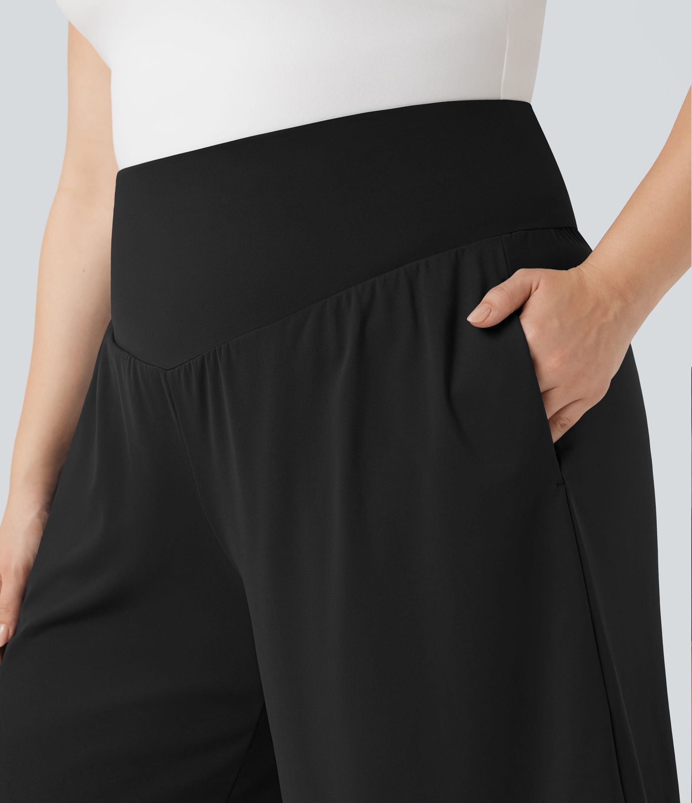 Plus Size SoftlyZero™ Airy High Waisted InstantCool Yoga Bermuda Shorts with Pockets Plus Size SoftlyZero™ Airy High Waisted InstantCool Yoga Bermuda Shorts with Pockets