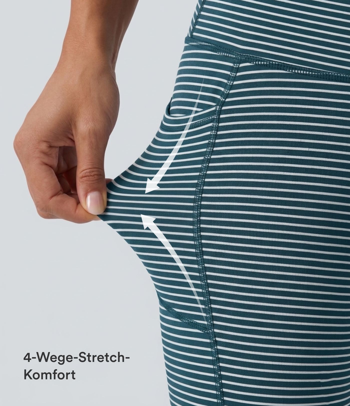 Gestreifte Yoga-Leggings mit hohem Bund, Seitentaschen und Kordelzug