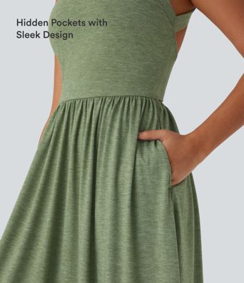 Twisted Backless Split Flowy Maxi Resort Dress with Pockets Twisted Backless Split Flowy Maxi Resort Dress with Pockets