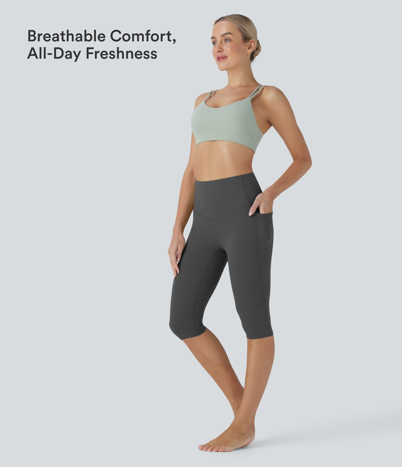 Halara UltraSculpt™ High Waisted Tummy Control Pedal Pusher Yoga Leggings with Pockets