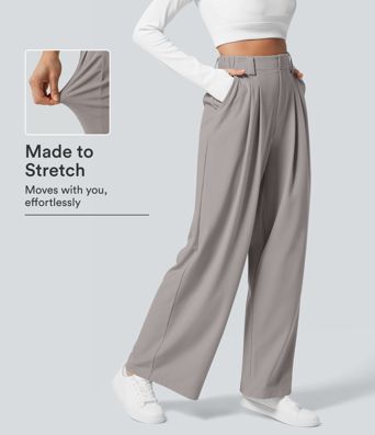 Halara Flex™ High Waisted Pocket Wide Leg Waffle Work Trousers Halara Flex™ High Waisted Pocket Wide Leg Waffle Work Trousers