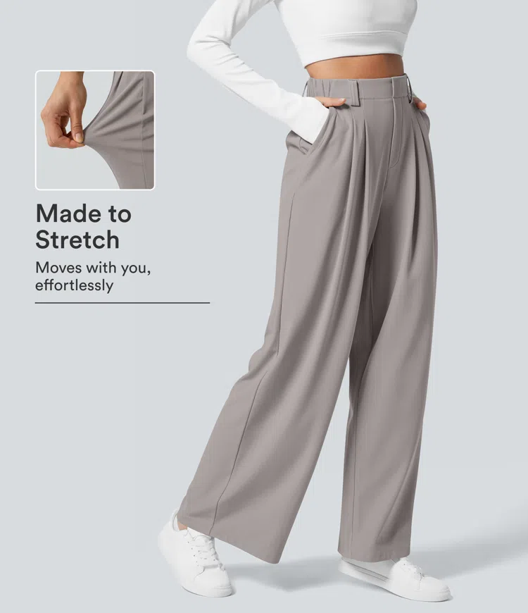 Halara Flex™ High Waisted Pocket Wide Leg Waffle Work Trousers