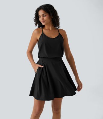 Breezeful™ Cut Out Pocket Pleated Mini Quick Dry Casual Dress
