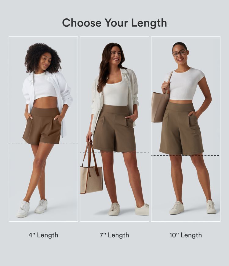 DayStretch High Waisted Work Baggy Shorts 4'' with Pockets DayStretch High Waisted Work Baggy Shorts 4'' with Pockets